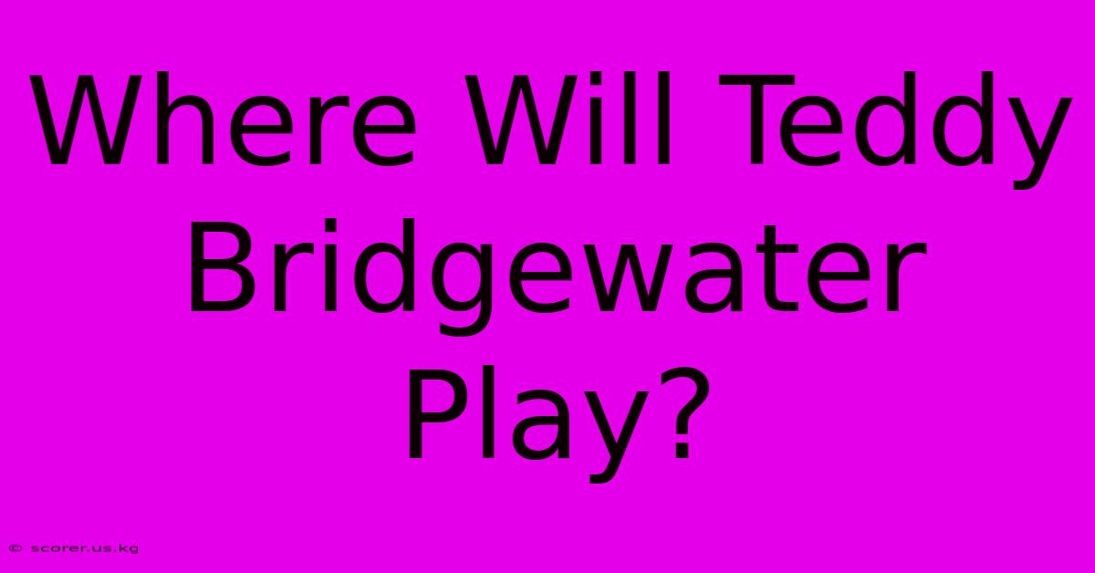 Where Will Teddy Bridgewater Play?